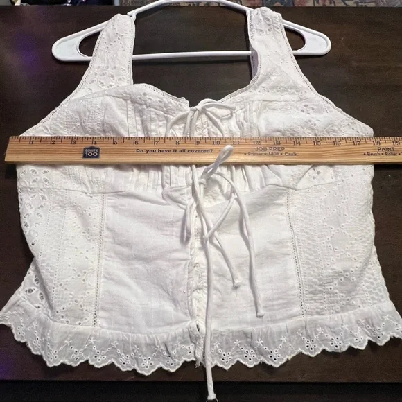 Miss Me White Eyelet Lace-Up Blouse - Picture 6 of 7